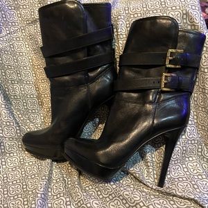 Michael Kors black leather booties